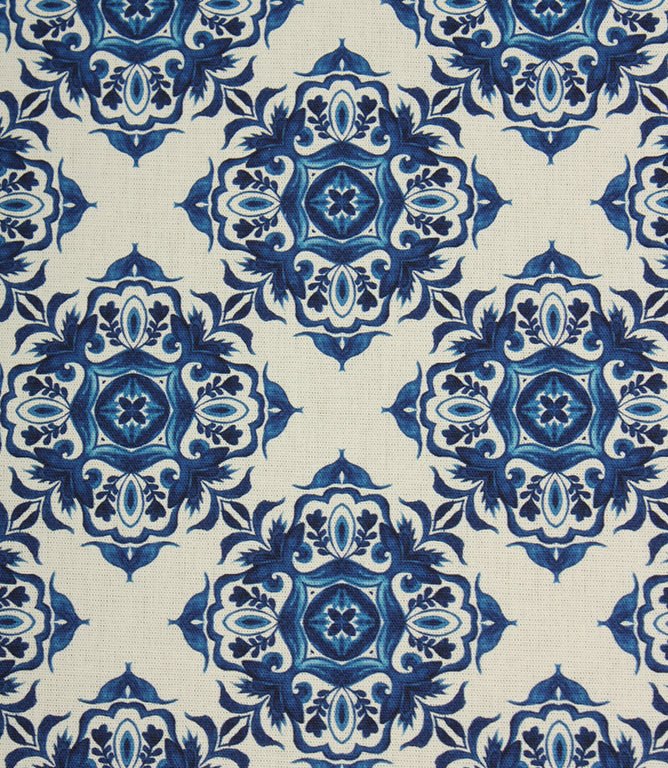Trellis Bloom Outdoor Fabric / Blue - Just Fabrics