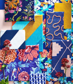 Dahlia Bunch Fabric / Lapis / Carnelian / Spinel - Just Fabrics