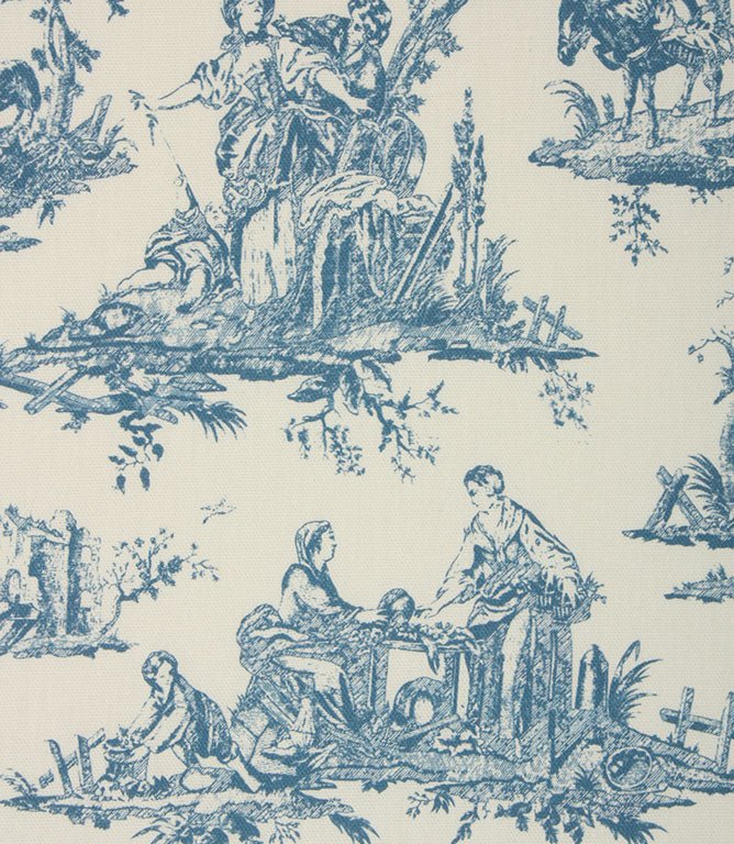French Toile Fabric / French Blue - Just Fabrics