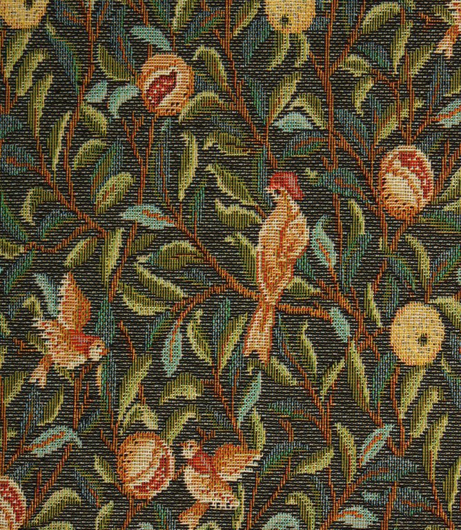 Bird and Pomegranate Tapestry Fabric / Vert - Just Fabrics