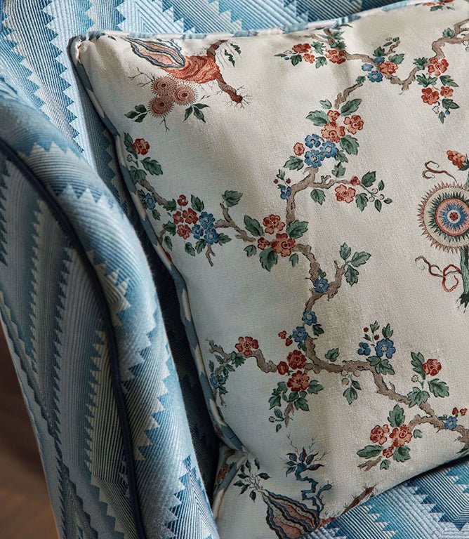 Trelliage Fabric / Sandstone / Woad - Just Fabrics