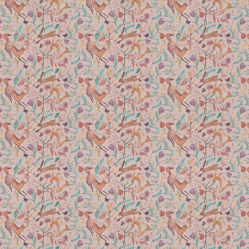 Leaping Into The Fauna Fabric / Blush - Just Fabrics