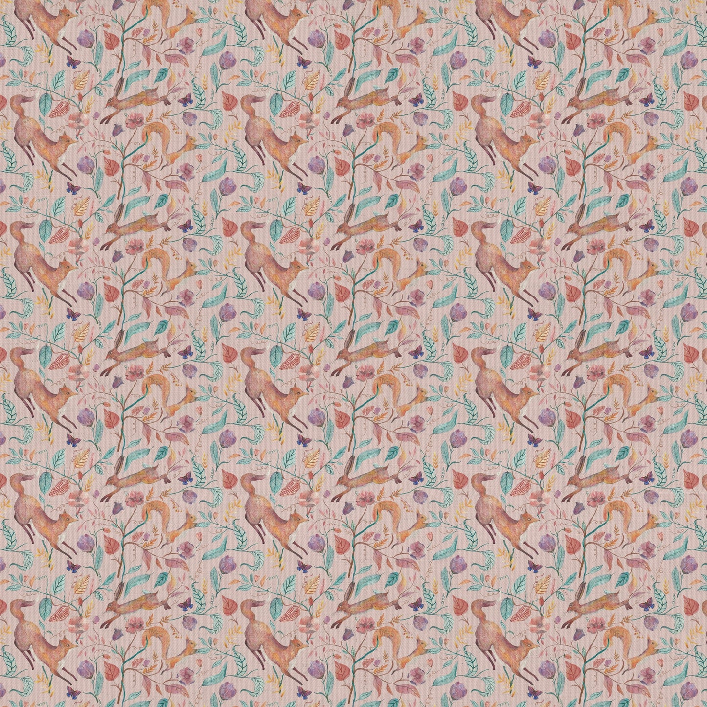 Leaping Into The Fauna Fabric / Blush - Just Fabrics