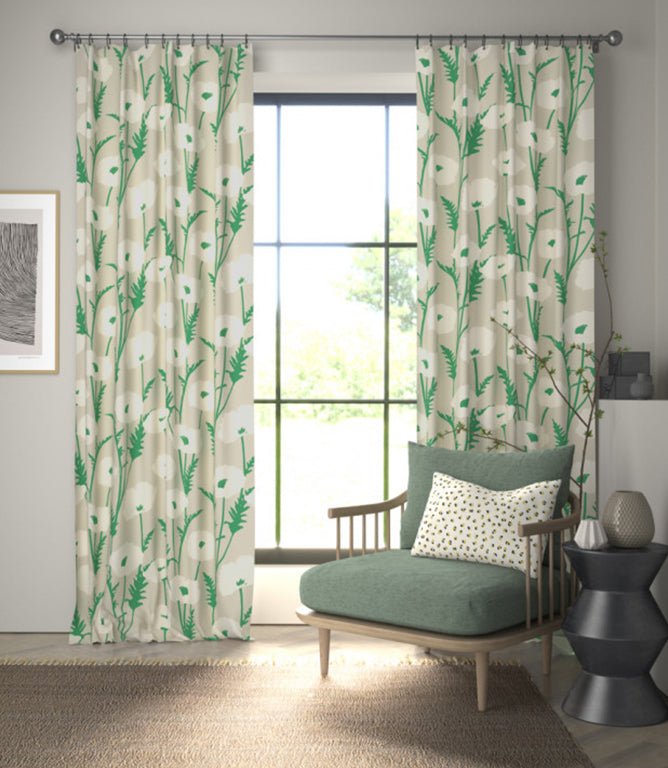 Poppy Pop Fabric / Parchment / Gecko - Just Fabrics