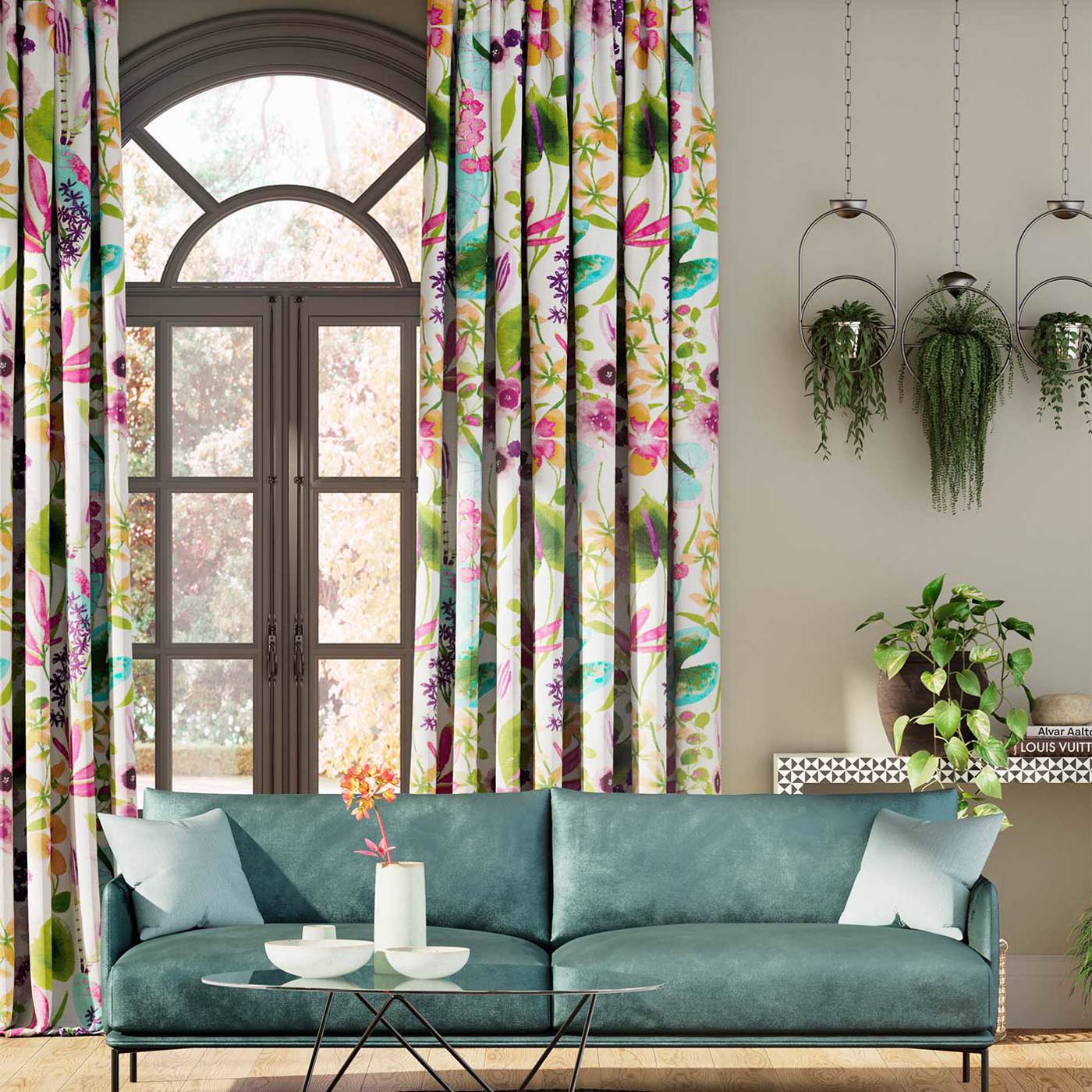 Nalina Fabric / Flamingo / Papaya / Loganberry - Just Fabrics