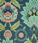Folk Floral Velvet Fabric / Royal - Just Fabrics
