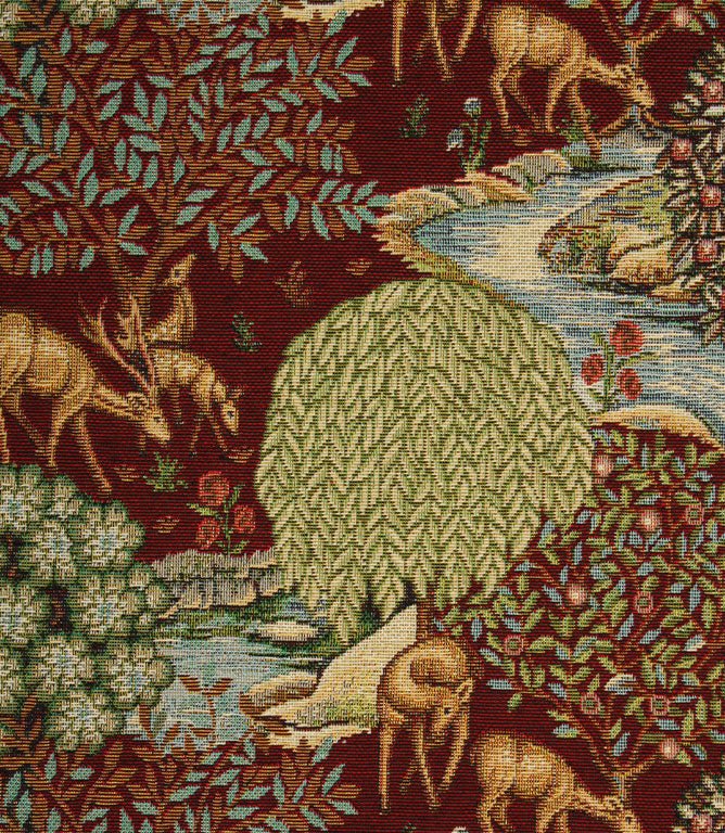 The Brook Tapestry Fabric / Wine - Just Fabrics