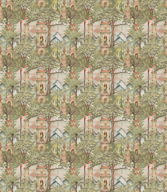 Eden Ruins Fabric / Green - Just Fabrics