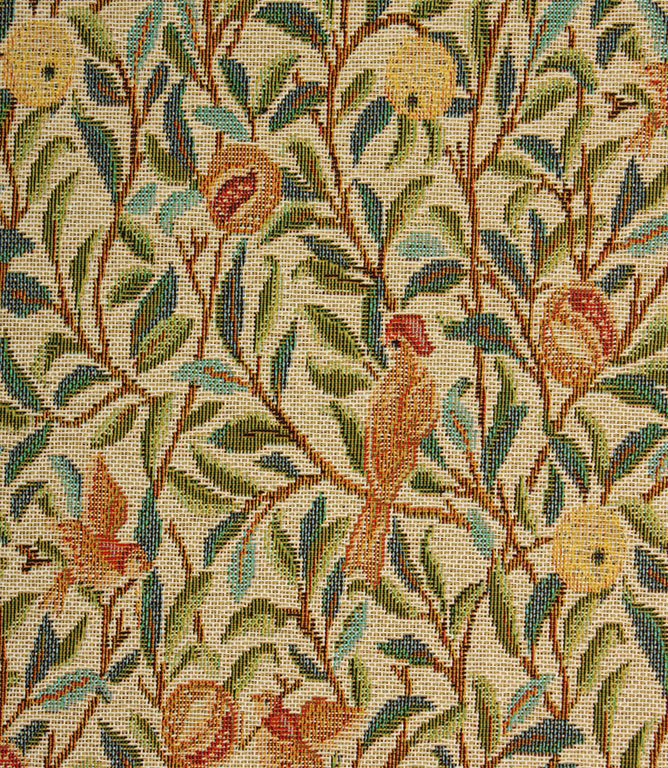 Bird and Pomegranate Tapestry Fabric / Beige - Just Fabrics