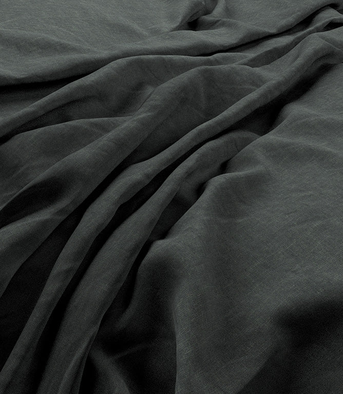 Laundered Linen Fabric / Charcoal - Just Fabrics