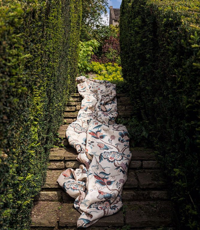 Roslyn Fabric / Teal / Cherry - Just Fabrics