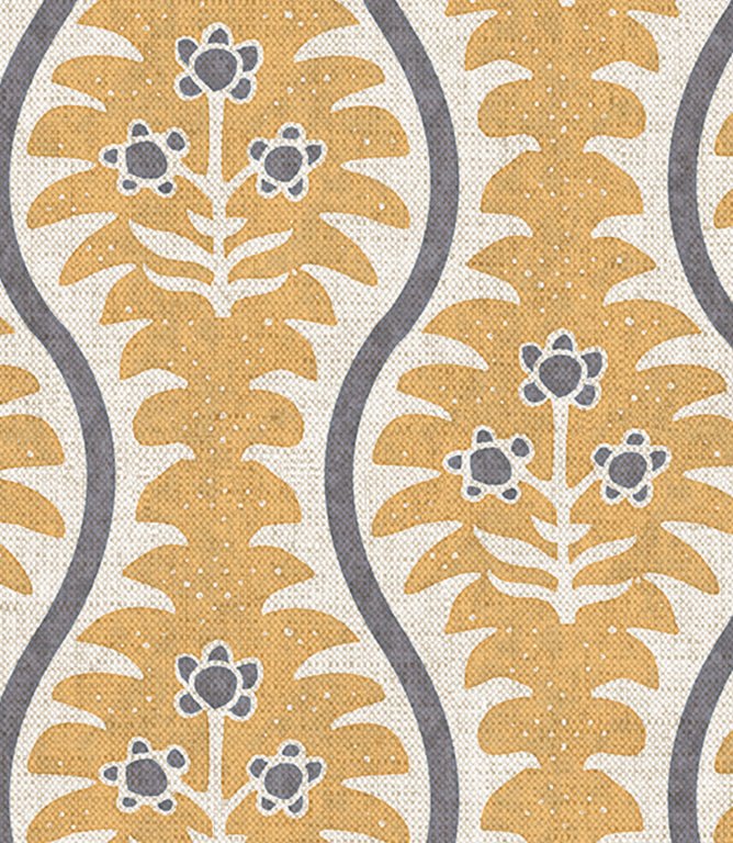 Elbury Vine Fabric / Ochre - Just Fabrics