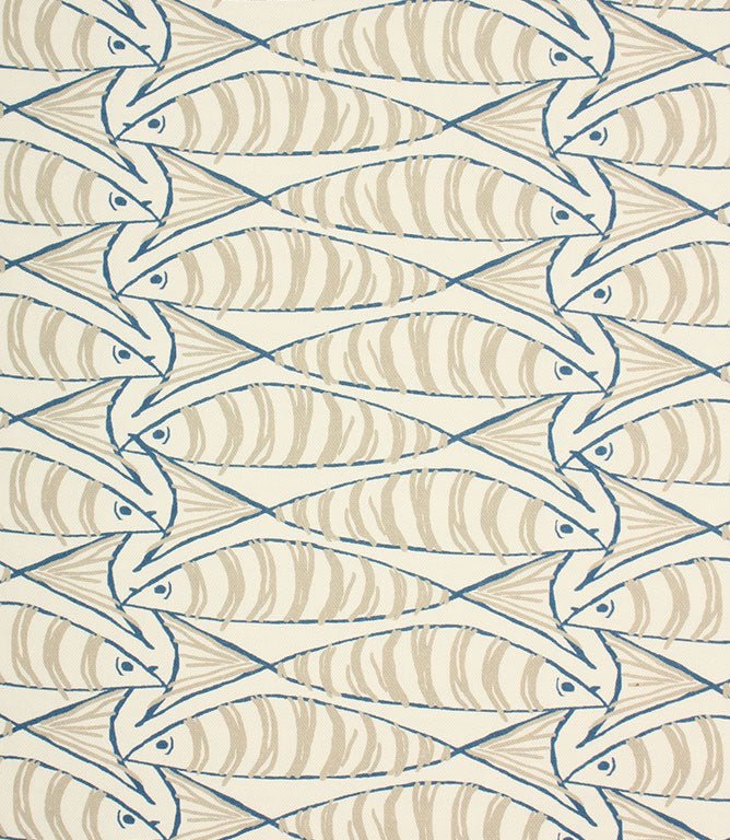 Cornish Sardines Fabric / Beige - Just Fabrics