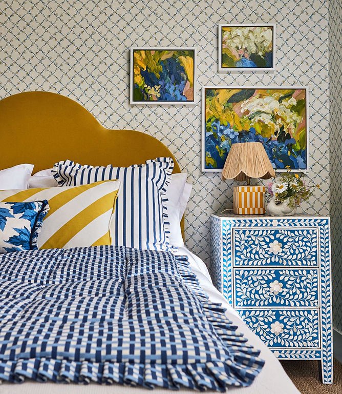 Basket Weave Fabric / Lapis / Sky - Just Fabrics