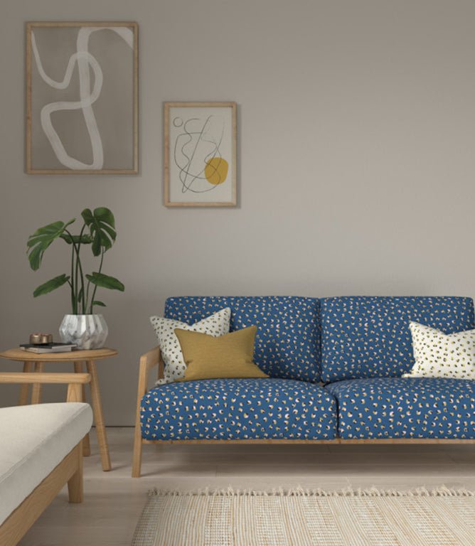 Leopard Dots Fabric / Denim / Milkshake - Just Fabrics