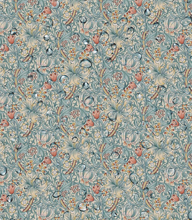 Golden Lily Oilcloth Fabric / Tourmaline - Just Fabrics