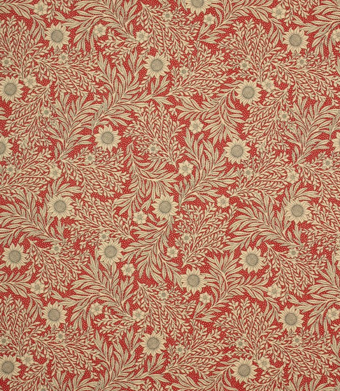 Saltram Floral Acrylic Fabric / Red - Just Fabrics