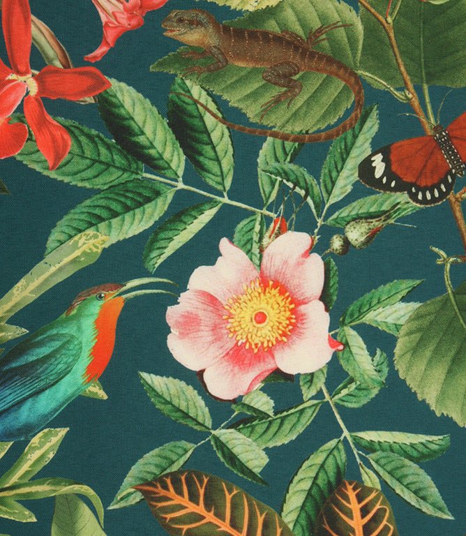 Lima Jungle Outdoor Fabric / Petrol - Just Fabrics