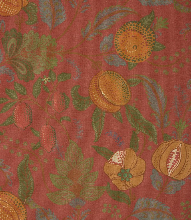 Fruit Meadow Linen Look Fabric / Red - Just Fabrics