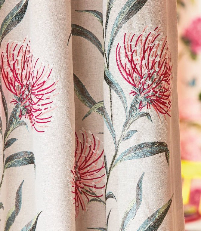 Catherinae Embroidery Fabric / Fuchsia - Just Fabrics