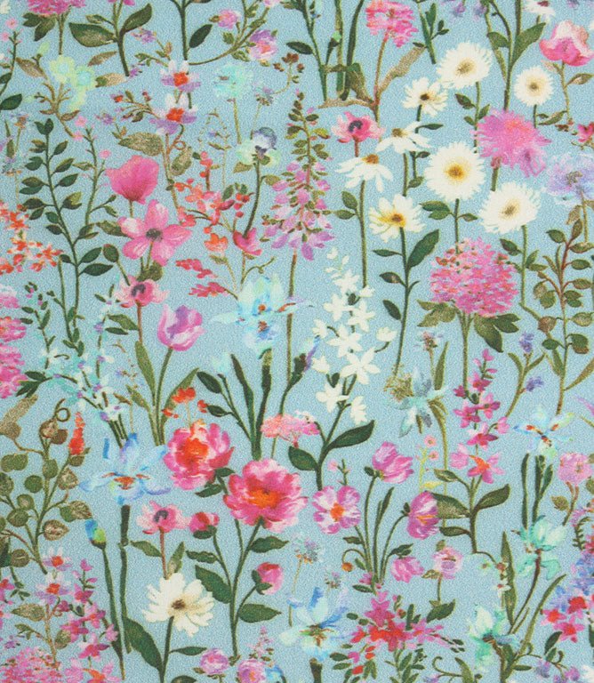 Prado De Flores Lomond Fabric / Primrose / Sky - Just Fabrics