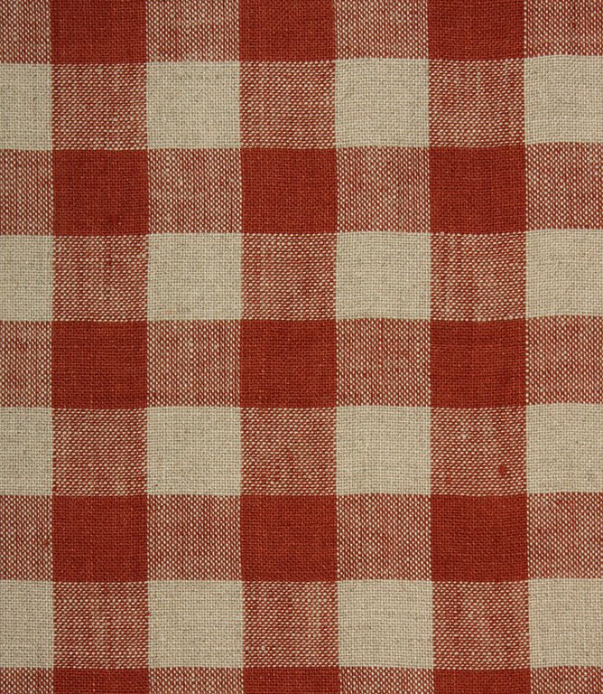 Cotswold Linen Check Fabric / Terracotta - Just Fabrics