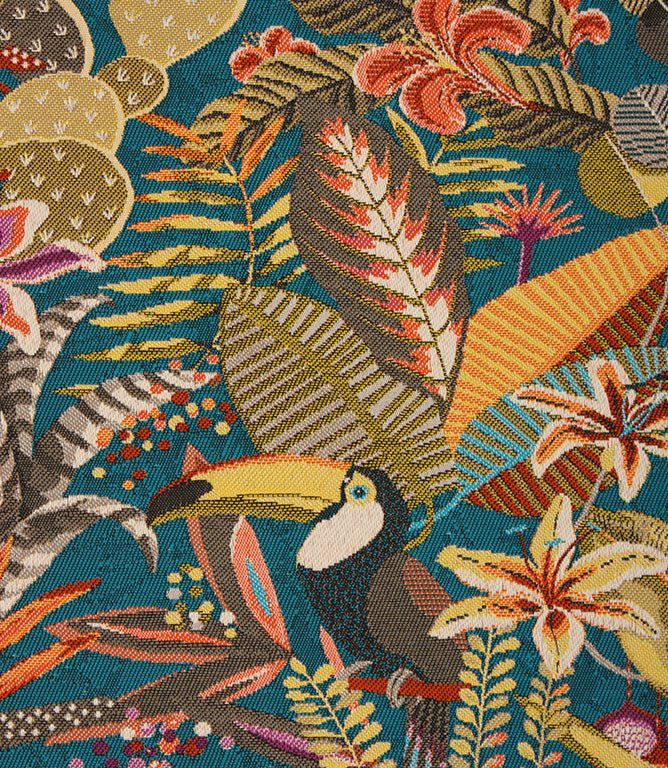 Tropical Andes Fabric / Petrol - Just Fabrics