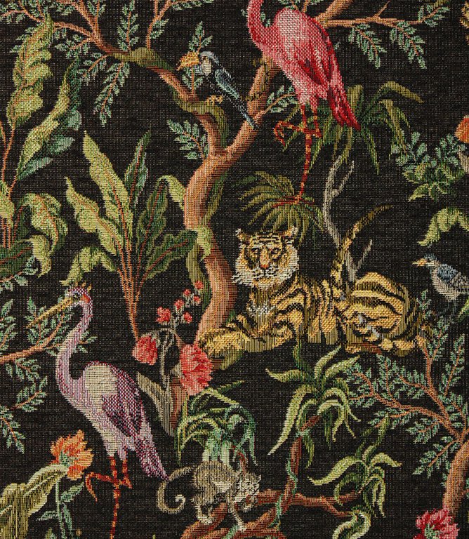 Jungle Tapestry Fabric / Black - Just Fabrics