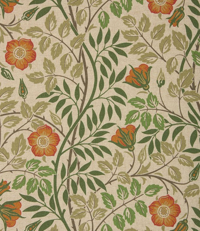 Kielder Fabric / Green / Red - Just Fabrics