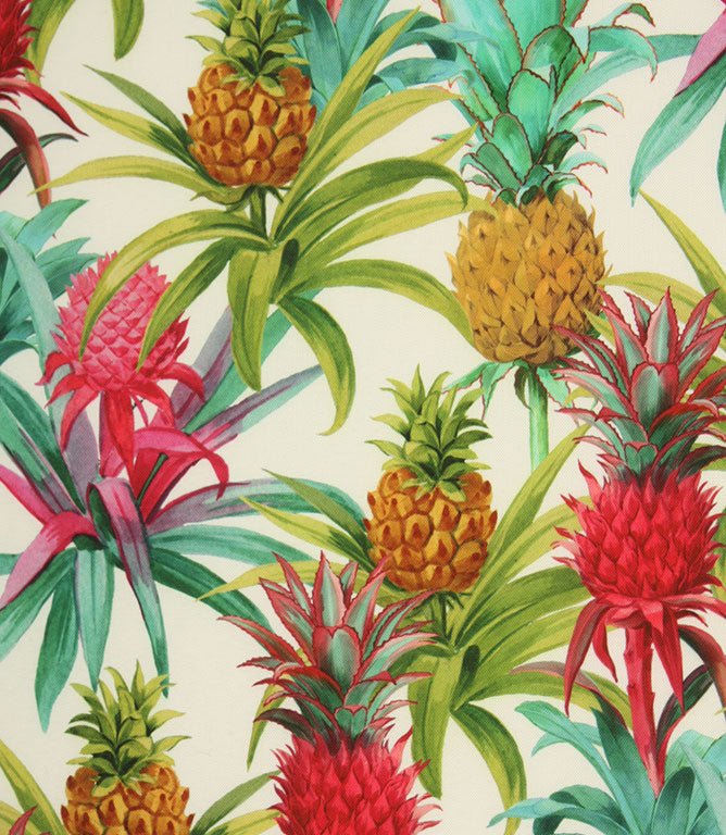 Pineapple Outdoor Fabric / Blanc - Just Fabrics