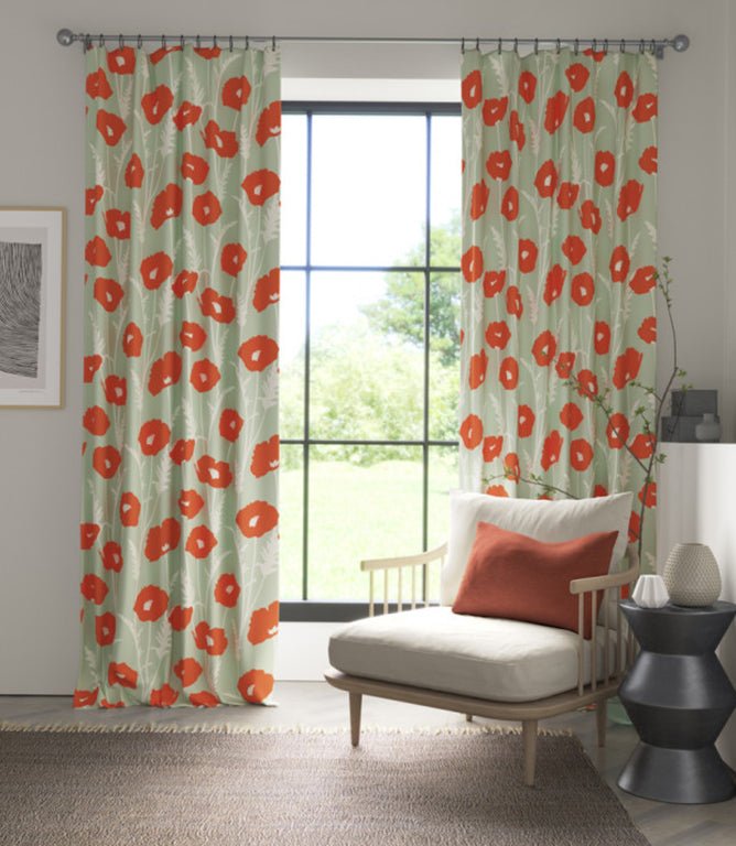 Poppy Pop Fabric / Sage / Poppy - Just Fabrics