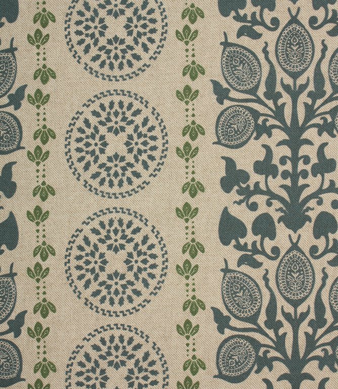 Novelli Fabric / Indigo / Sap Green - Just Fabrics