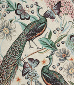 Peacock Chenille Tapestry Fabric / Cream - Just Fabrics