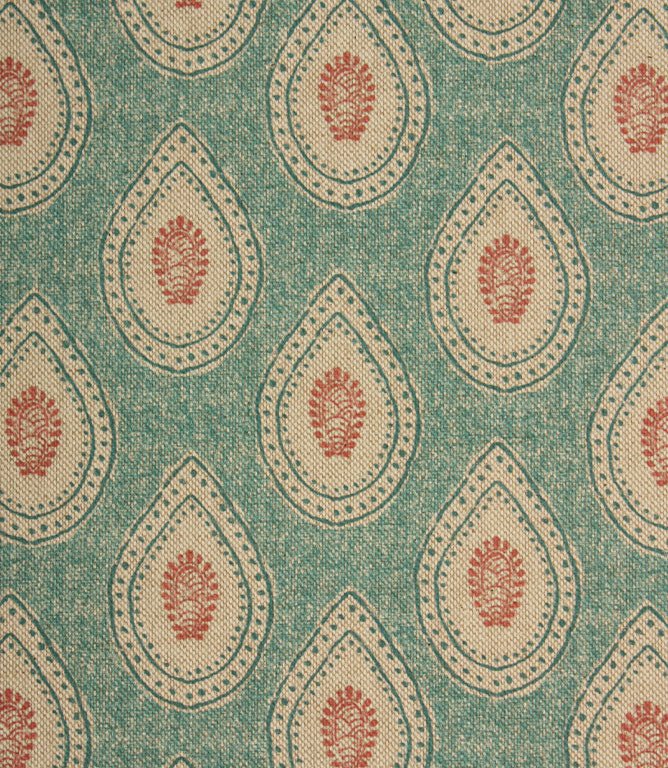 Evie Fabric / Soft Red / Teal - Just Fabrics