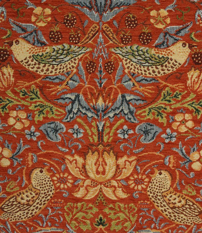 Strawberry Thief Chenille Tapestry Fabric / Burnt Orange - Just Fabrics