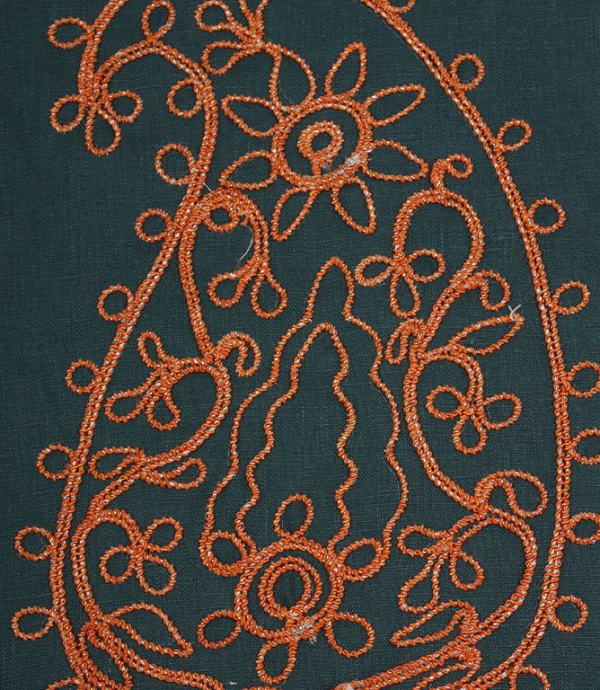 Kashmir Fabric / Blue / Tangerine - Just Fabrics