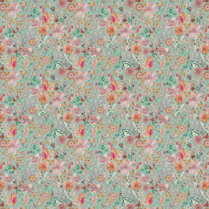 Primrose Fabric / Duck Egg - Just Fabrics