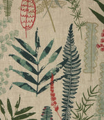 Tropical Leaves Linen Fabric / Eau De Nil / Duck Egg / Sap Green - Just Fabrics