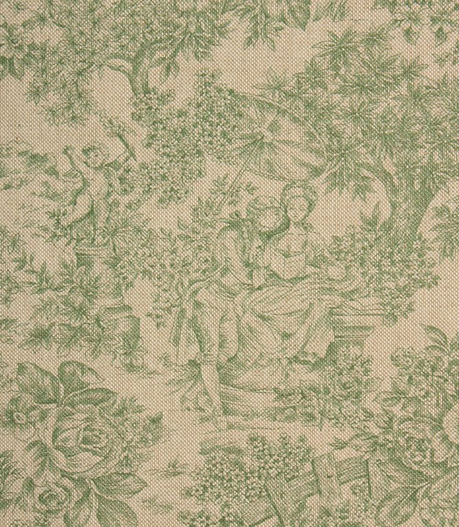 Zen Toile Linen Fabric / Green - Just Fabrics