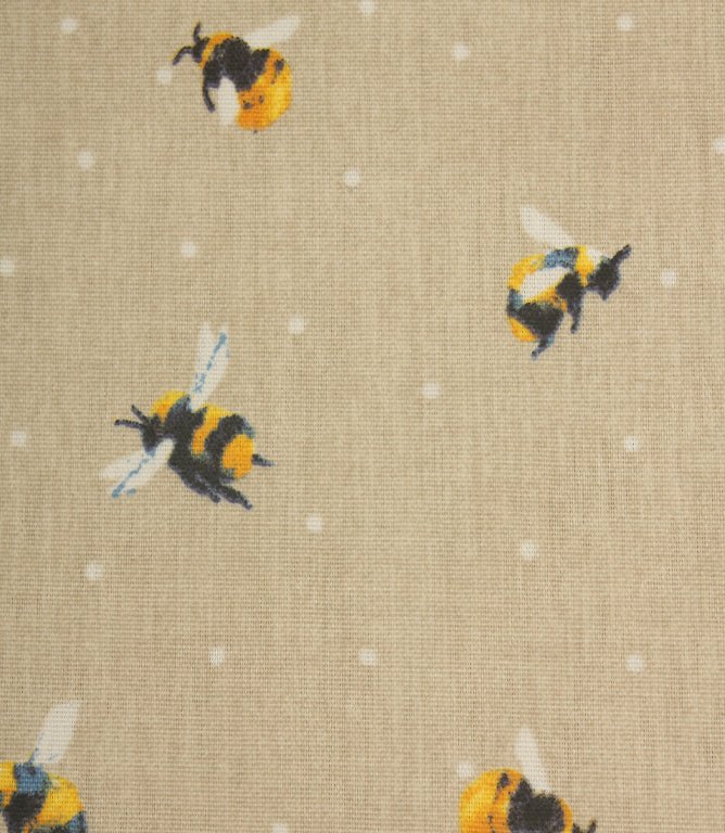 Cottage Bees PVC Fabric / Natural - Just Fabrics