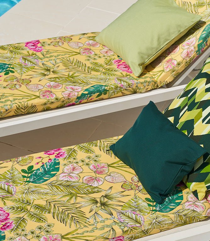 Botanical Outdoor Fabric / Yellow - Just Fabrics