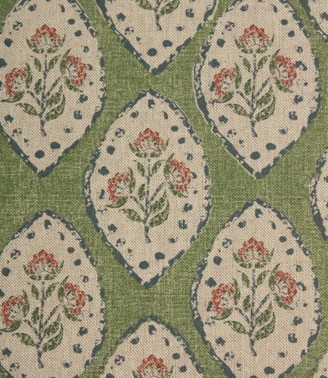 Fleur De Lune Fabric / Sap Green - Just Fabrics