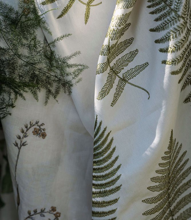 Fern Embroidery Fabric / Moss - Just Fabrics