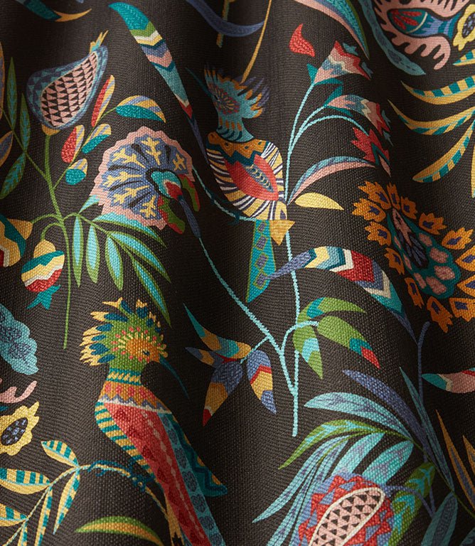 Hoopoe Fabric / Charcoal - Just Fabrics