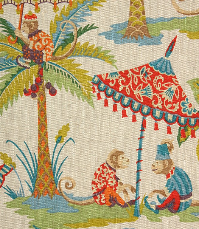 Cheeky Monkey Linen Fabric / Multi - Just Fabrics