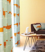 Mr Fox Fabric / Sky / Tangerine / Chalk - Just Fabrics