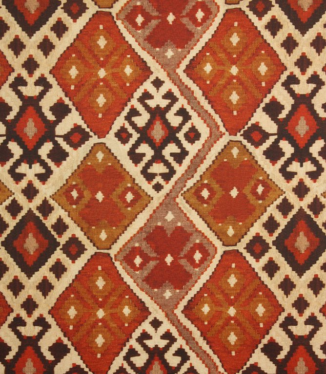 JF Kilim Acrylic Tablecloth Fabric / Rust - Just Fabrics