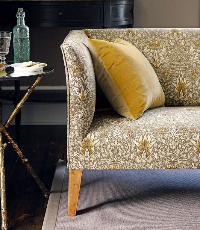 Snakeshead Fabric / Pewter / Gold - Just Fabrics