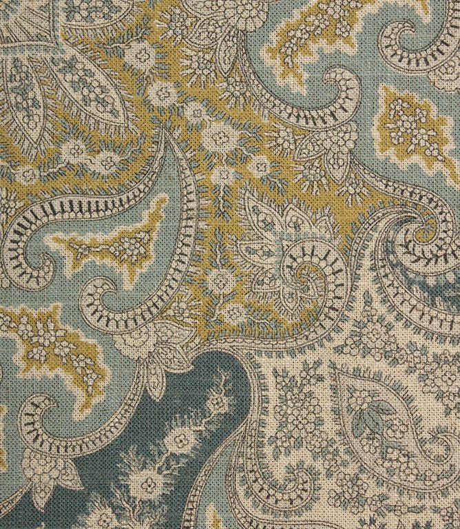 Paisley Garden Fabric / Duck Egg / Indigo - Just Fabrics