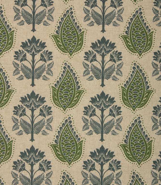 Nora Fabric / Indigo / Sap Green - Just Fabrics